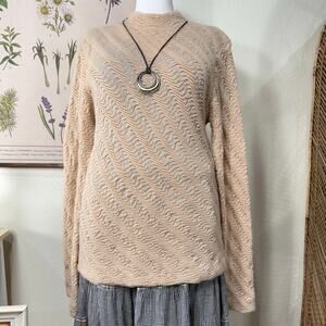 Sundance Tan Lightweight Semi Sheer Textured Wool Blend Tunic Sweater Boho XL
